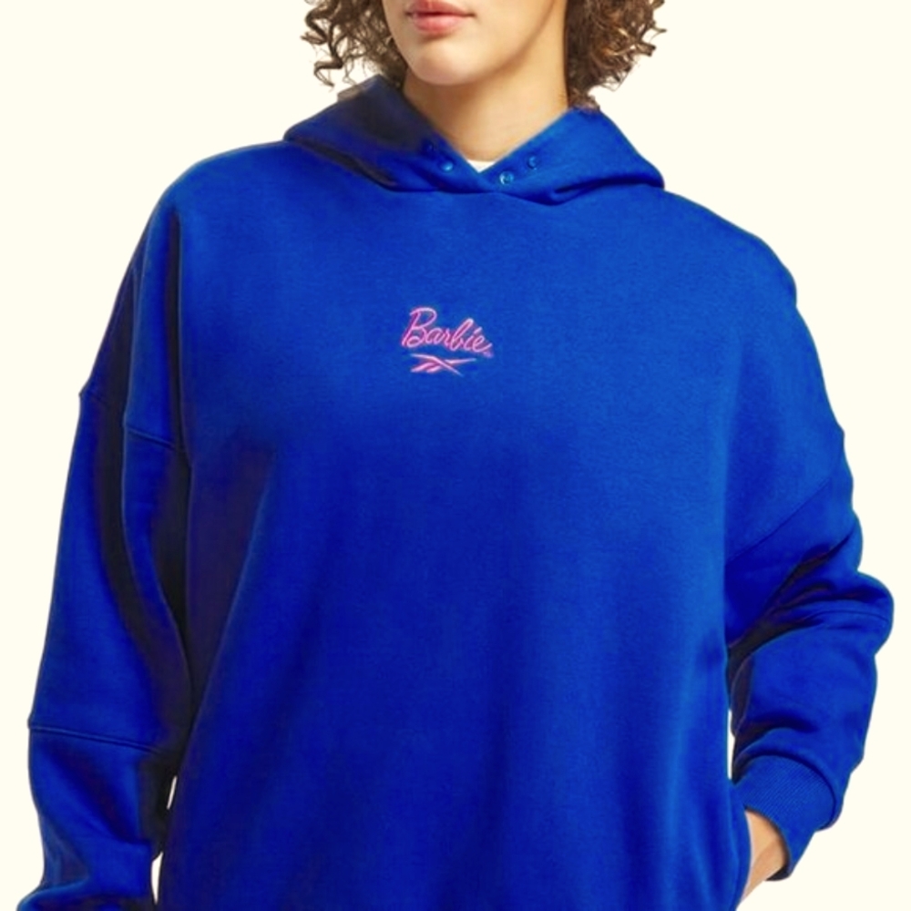 Gorgeous Navy Blue Barbie x Reebok Activewear Designer Womens Hoodie Sweatshirt